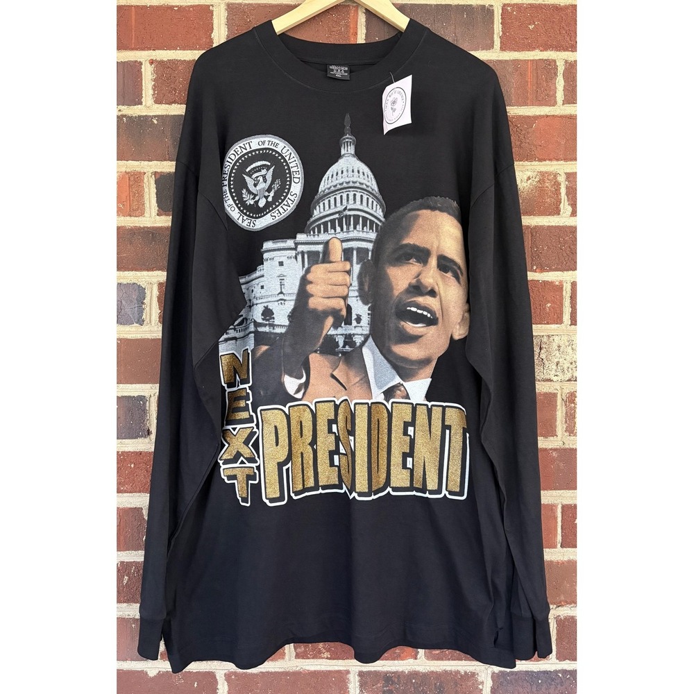 Obama Black History Shirt Mens 4XL Black Graphic T-Shirt Long Sleeve‎ Tee